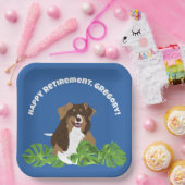 Assiettes En Carton Aussie Australian Shepherd Chien Feuilles tropicau (Fête)