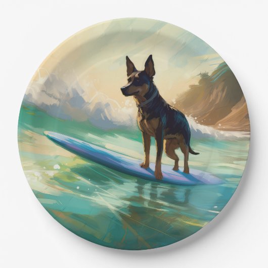 Assiettes En Carton Australian Kelpie Beach Surf Paining (Devant)