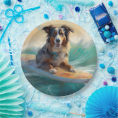 Assiettes En Carton Australian Shepherd Beach Surfing Peinture