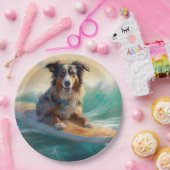 Assiettes En Carton Australian Shepherd Beach Surfing Peinture