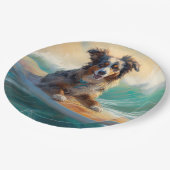 Assiettes En Carton Australian Shepherd Beach Surfing Peinture