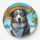 Assiettes En Carton Australian Shepherd On Beach amoureux des chiens c (Devant)