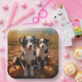 Assiettes En Carton Australian Shepherd Puppy Citrouille de plaisir d' (Fête)