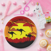 Assiettes En Carton Australie Kangaroos Rouge Noir Jaune Papier 9" (Fête)