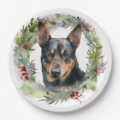 Assiettes En Carton Australie Kelpie Noël Wreath Festive Pup (Devant)