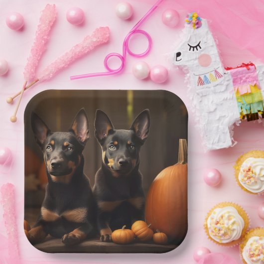 Assiettes En Carton Australien Kelpie Puppy Citrouille de plaisir d'au (Fête)