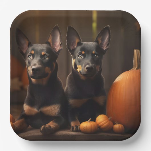 Assiettes En Carton Australien Kelpie Puppy Citrouille de plaisir d'au (Recto)