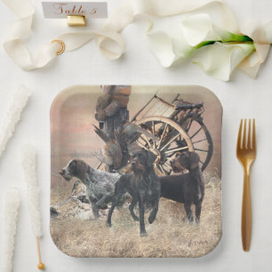 Assiettes En Carton Autocollant À poils durs Pointer allemand
