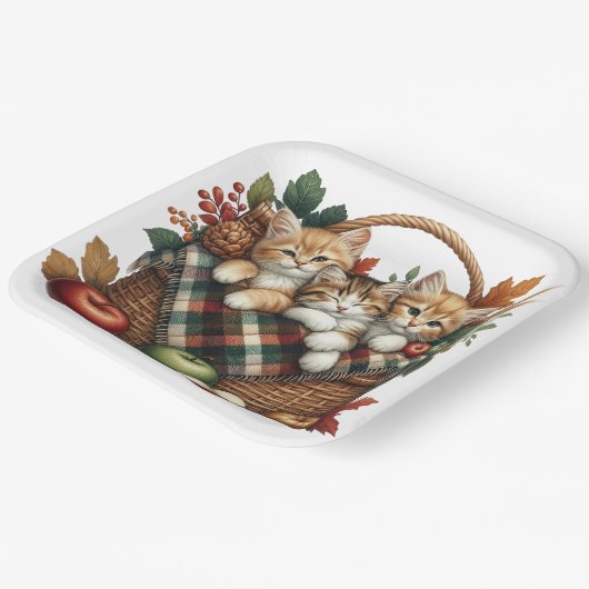 ASSIETTES EN CARTON AUTOMNE ADORABLE CUISINES ET CATS À THÈME AUTOMNE (Angulaire)