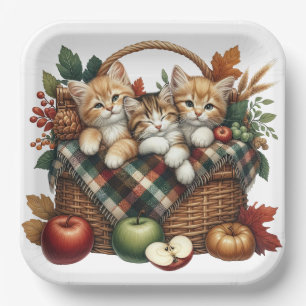 ASSIETTES EN CARTON AUTOMNE ADORABLE CUISINES ET CATS À THÈME AUTOMNE