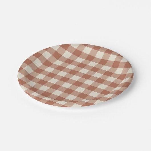 Assiettes En Carton Automne Amaro sur Panna Cotta En vichy - plaid mot (Angle)