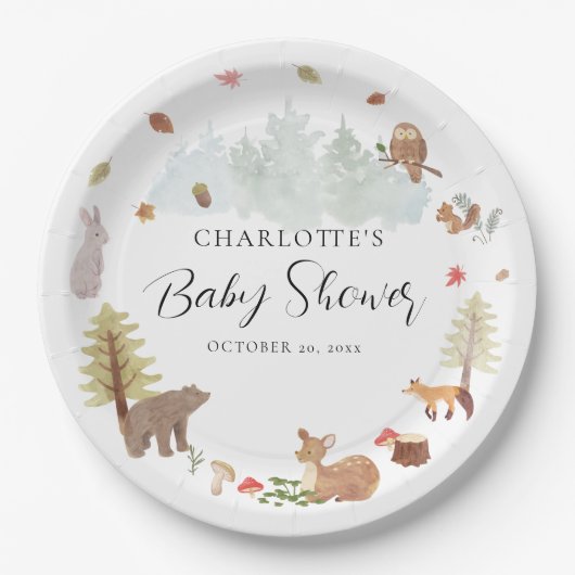 Assiettes En Carton Automne Animaux des bois Automne Baby shower d'aut (Devant)