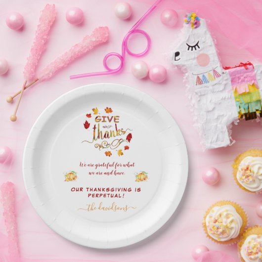 Assiettes En Carton Automne Aquarelle Les Feuilles Remercient Monogram (Fête)