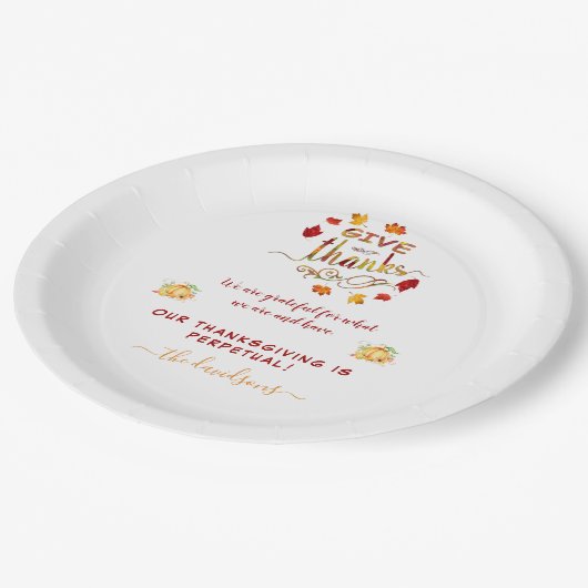 Assiettes En Carton Automne Aquarelle Les Feuilles Remercient Monogram (Angle)