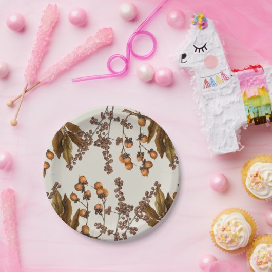 Assiettes En Carton Automne Automne Aquarelle Feuilles de feuillage (Fête)