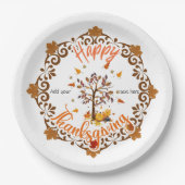 Assiettes En Carton Automne Automne Arbre Mandala Folithe Thanksgiving (Devant)