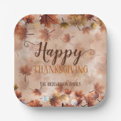 Assiettes En Carton Automne Automne Bon thanksgiving Feuille Brown (Recto)