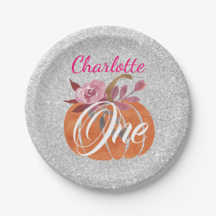Assiettes En Carton Automne Automne Citrouille floral 1er anniversaire