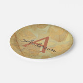 Assiettes En Carton Automne - Automne Famille Monogrammes Feuilles (Angle)