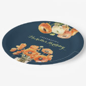 Assiettes En Carton Automne automne Fete Orange Fleurs Anniversaire (Angle)