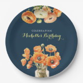 Assiettes En Carton Automne automne Fete Orange Fleurs Anniversaire (Devant)