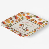 Assiettes En Carton Automne/Automne Feuilles Famille Monogramme Action (Angulaire)