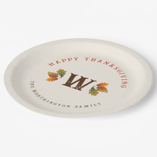Assiettes En Carton Automne / Automne Feuilles Monogramme Dîner d'acti (Angle)
