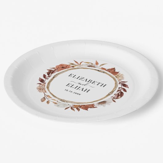 Assiettes En Carton Automne Automne Floral Terracotta Mariage (Angle)