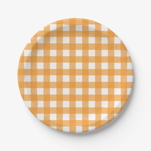 Assiettes En Carton Automne Automne Orange Plaid Motif (Devant)