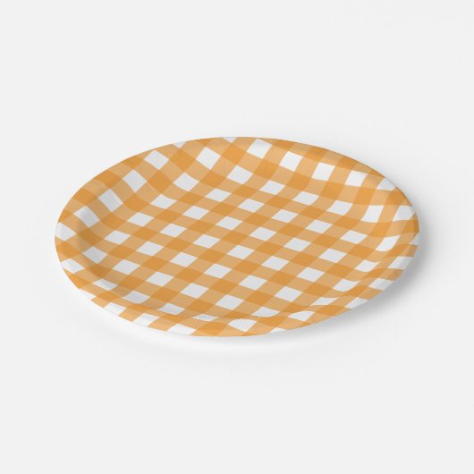 Assiettes En Carton Automne Automne Orange Plaid Motif (Angle)