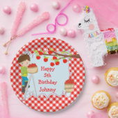 Assiettes En Carton Automne Automne Pomme cueillir Brunette Garçon Ann (Fête)