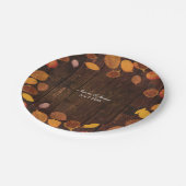 Assiettes En Carton Automne Automne Rustique Feuilles dorés sur Mariag (Angle)