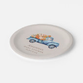 Assiettes En Carton Automne Baby shower Citrouille bleu  camion (Angle)