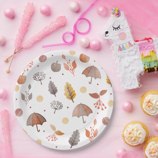 Assiettes En Carton Automne Boho Art Bohemian Motif Anniversaire de en (Fête)