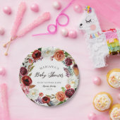 Assiettes En Carton Automne Boho Blooms Baby shower personnalisé (Fête)