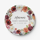 Assiettes En Carton Automne Boho Blooms Baby shower personnalisé (Devant)