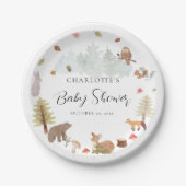 Assiettes En Carton Automne Bois Animaux Baby shower d'automne (Devant)
