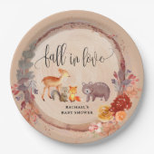 Assiettes En Carton Automne Bois Animaux Baby shower Favoriser (Devant)