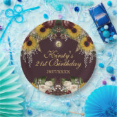 Assiettes En Carton Automne Bourgogne automne Fleurs du feuillage Anni (Fête)