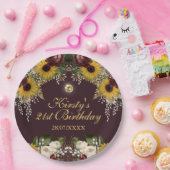 Assiettes En Carton Automne Bourgogne automne Fleurs du feuillage Anni (Fête)