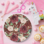 Assiettes En Carton Automne Bourgogne Chrysanthemum Rose pâle (Fête)