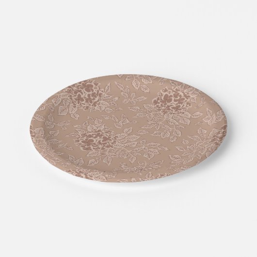 Assiettes En Carton Automne Brown Hydrangea Fleurs et Feuilles (Angle)