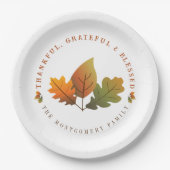Assiettes En Carton Automne Chêne Feuilles Grâces Thanksgiving Party (Devant)