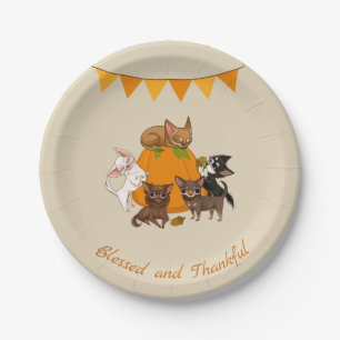 Assiettes En Carton Automne Chihuahua Plaques Papier Thanksgiving