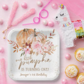 Assiettes En Carton Automne Citrouille Aquarelle Boho Girl 1er anniver (Fête)