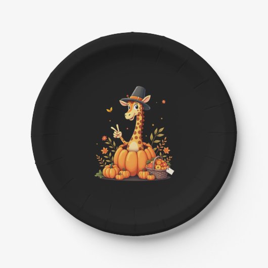 Assiettes En Carton Automne Citrouille Automne Giraffe Thanksgiving Fe (Devant)