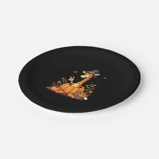 Assiettes En Carton Automne Citrouille Automne Giraffe Thanksgiving Fe (Angle)