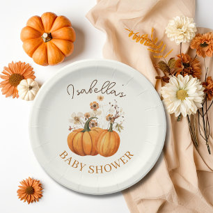 Assiettes En Carton Automne Citrouille Baby shower Floral Cocktail