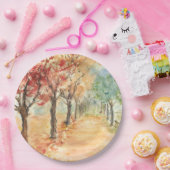 Assiettes En Carton Automne Conception de route sur plaques de papier (Fête)