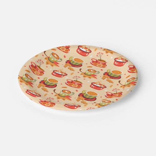 Assiettes En Carton Automne Cosy Citrouille Plaques de papier épicé (Angle)